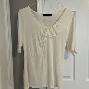 EUC The Limited size Large Asymmetrical ruffle white top